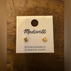 NWT MADEWELL SQUARE SHAPE HYPOALLERGENIC TITANIUM POSTS STUD EARRINGS- NEW
